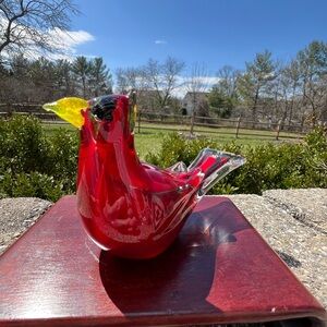 Blown Glass Cardinal Bird Sculpture